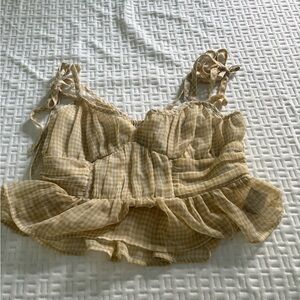 American Eagle Outfitters Cream Textured Top